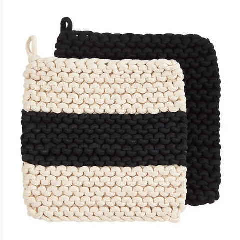 Mudpie Crocheted Stripe Pot Holder Set
