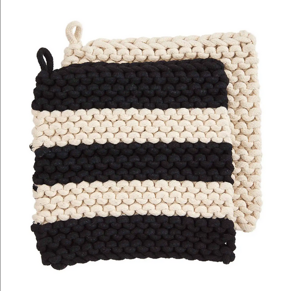 Mudpie Crocheted Stripe Pot Holder Set