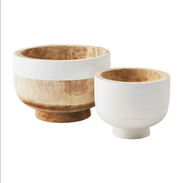 Mudpie White Two-Toned Paulownia Wood Bowls