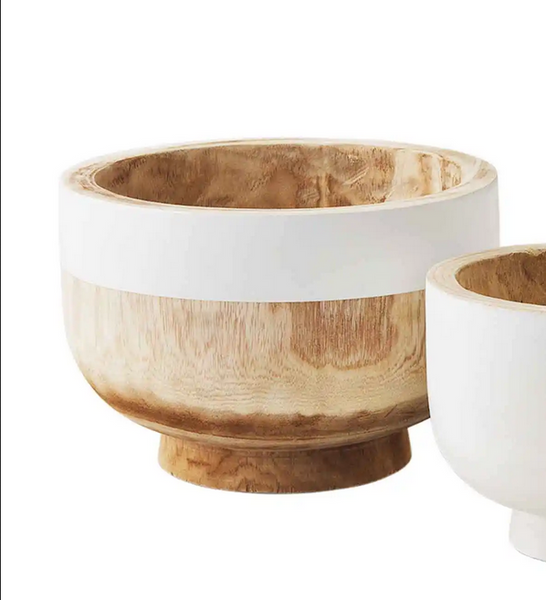 Mudpie White Two-Toned Paulownia Wood Bowls