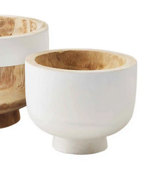 Mudpie White Two-Toned Paulownia Wood Bowls