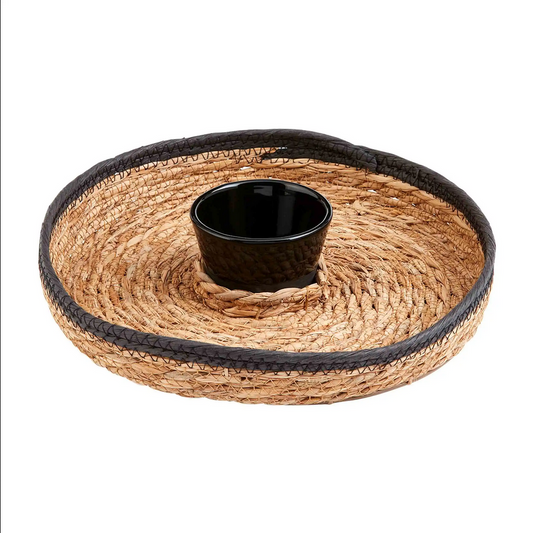 Mudpie Black & Tan Chip Basket & Dip Cup Set - Necessities Boutique