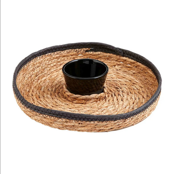 Mudpie Black & Tan Chip Basket & Dip Cup Set