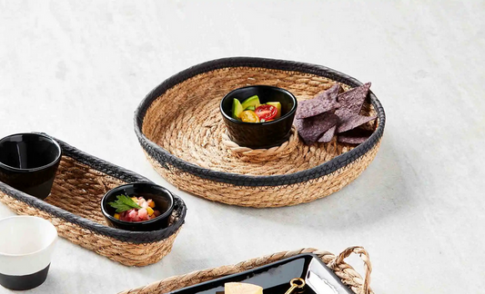 Mudpie Black & Tan Chip Basket & Dip Cup Set - Necessities Boutique