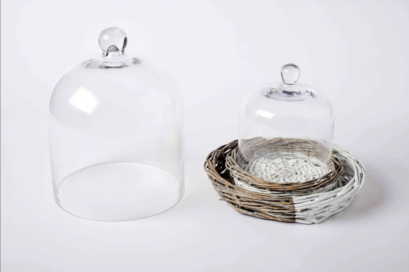 Mudpie Glass & Willow Cloche Nested Set - Necessities Boutique