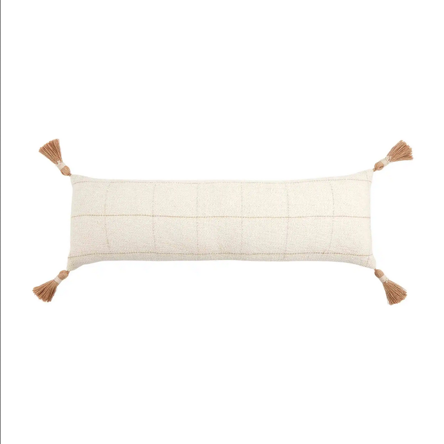 Mudpie Long Woven Check Pillow - Necessities Boutique
