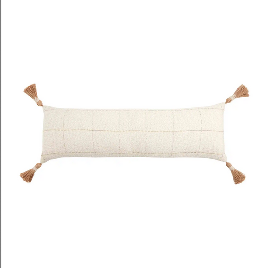 Mudpie Long Woven Check Pillow - Necessities Boutique