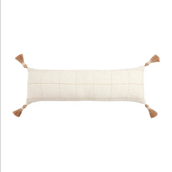 Mudpie Long Woven Check Pillow