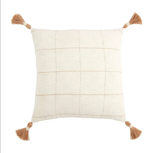 Mudpie Square Woven Check Pillow
