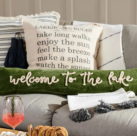 Mudpie Lake House Rules Pillow