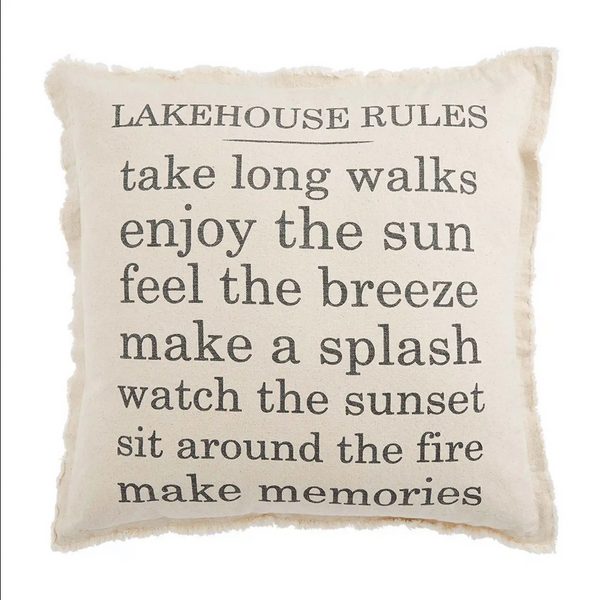 Mudpie Lake House Rules Pillow