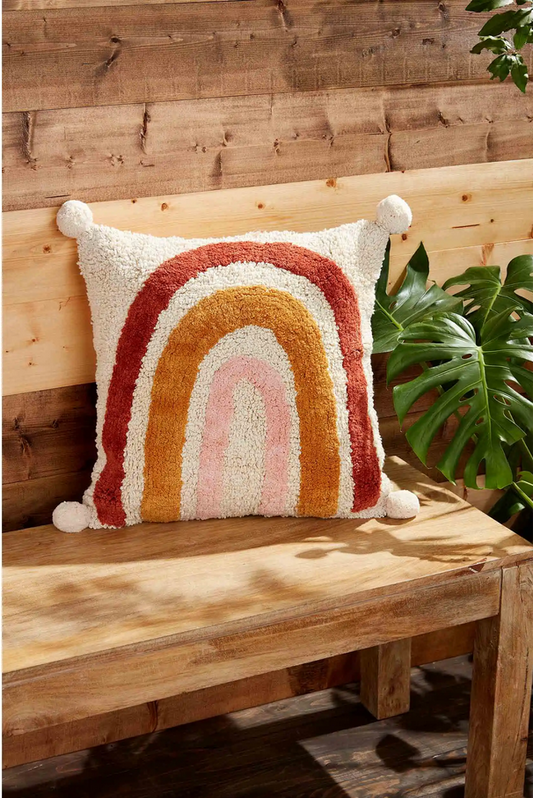 Mudpie Rainbow Pom Throw Pillow - Necessities Boutique