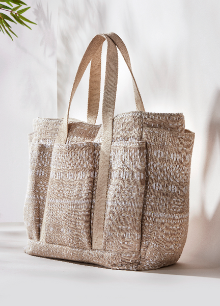Charlie Paige Neutral Cotton Tote Bag - Necessities Boutique