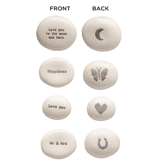 Two's Company Words and Image Porcelain Pebbles - Necessities Boutique