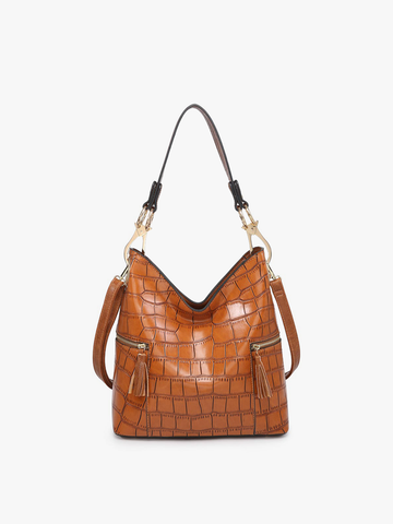 Jen & Co Rochelle Faux Croc Print Hobo Bag