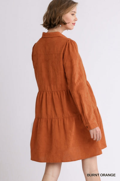 Umgee Textured Long Sleeve Tiered Dress - Necessities Boutique